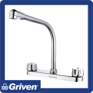 Grifo p/fregadero doble manija cuello tipo cobra 8″pza