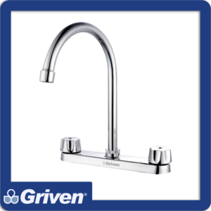 Grifo p/fregadero doble manija cuello alto 8″ pza