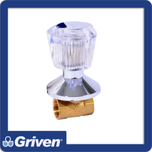 Llave individual para ducha 1/2" manija estrella acrílica transparente pequeña