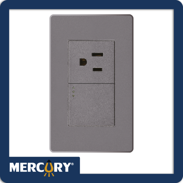 Toma + Interruptor Mercury Línea Plus Silver